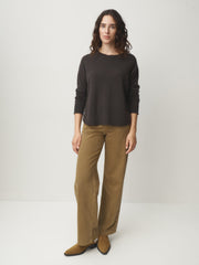 Cashmere Sweater Fringed Edge brown
