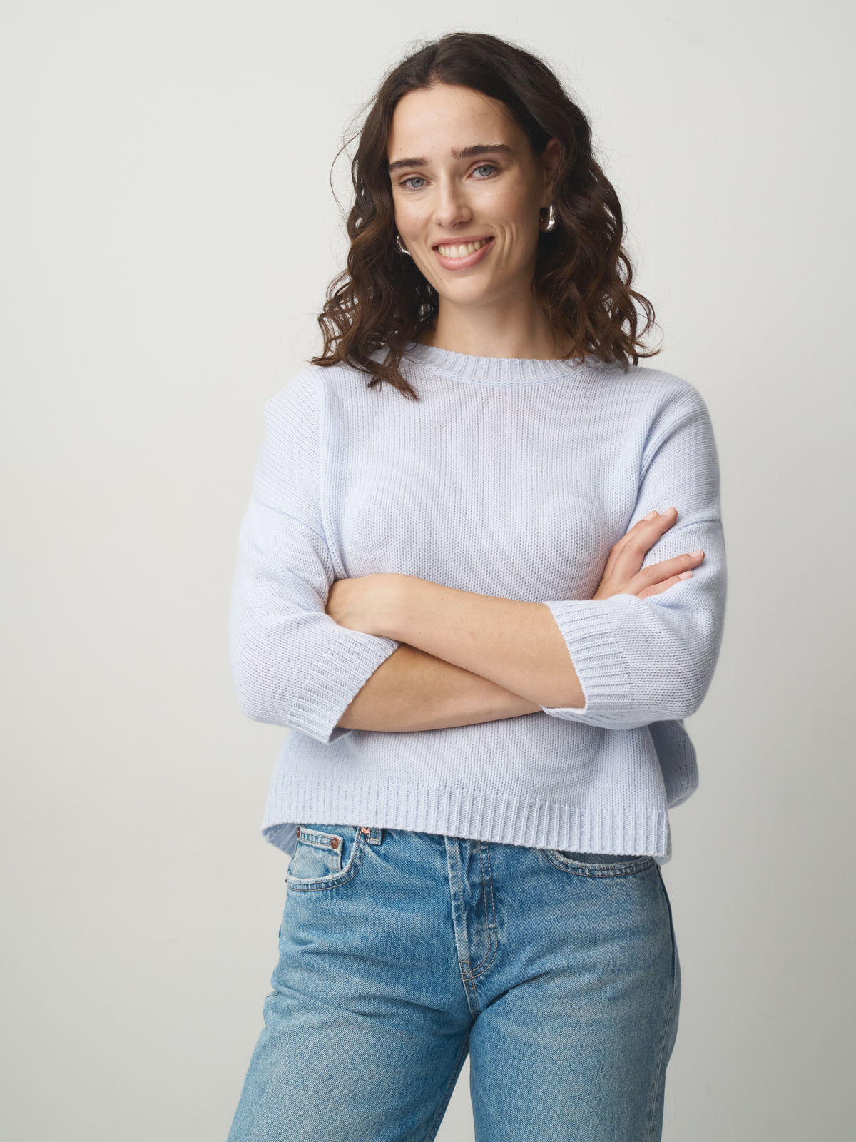 Cashmere Sweater 7/8 Sleeve light blue