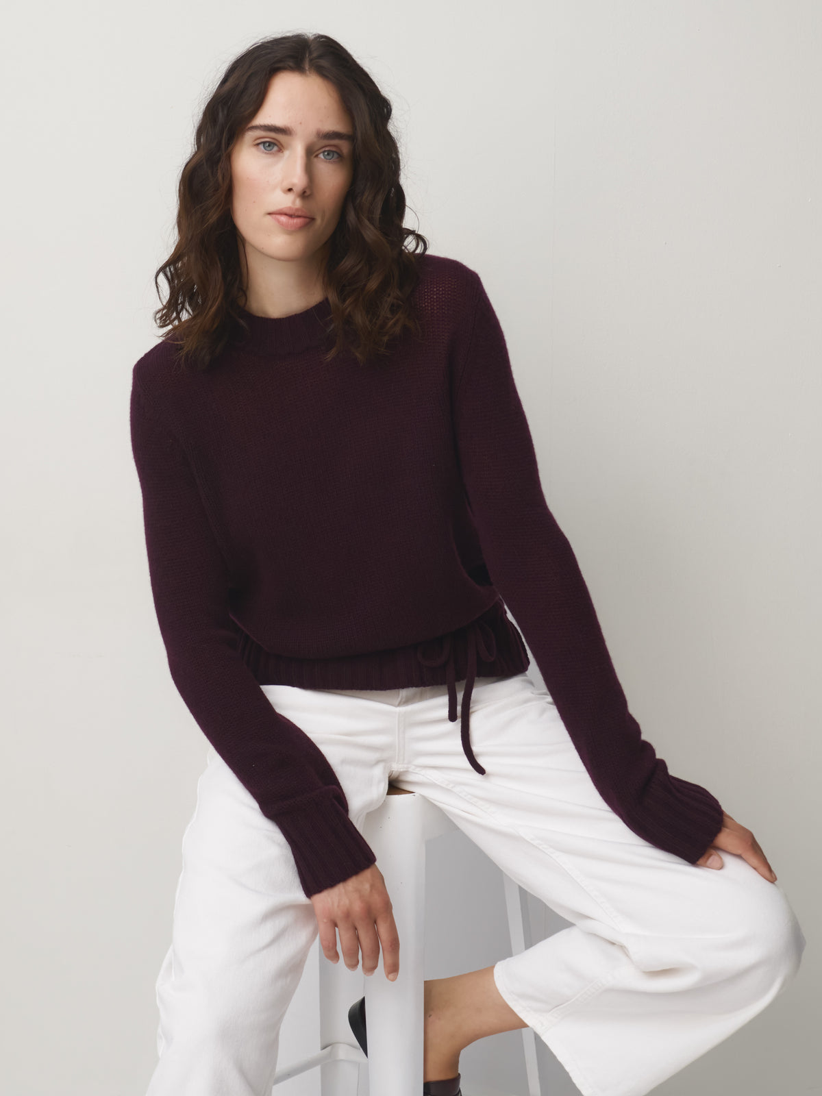 Cashmere Sweater Drawstring blackberry