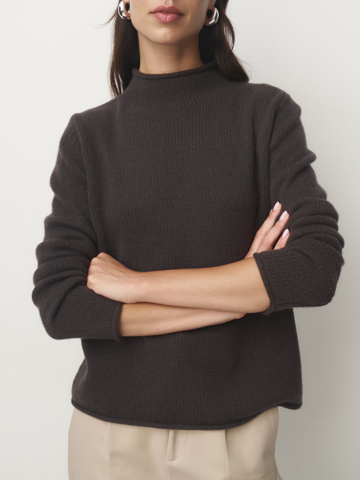 Cashmere Pullover Stehbund // wood