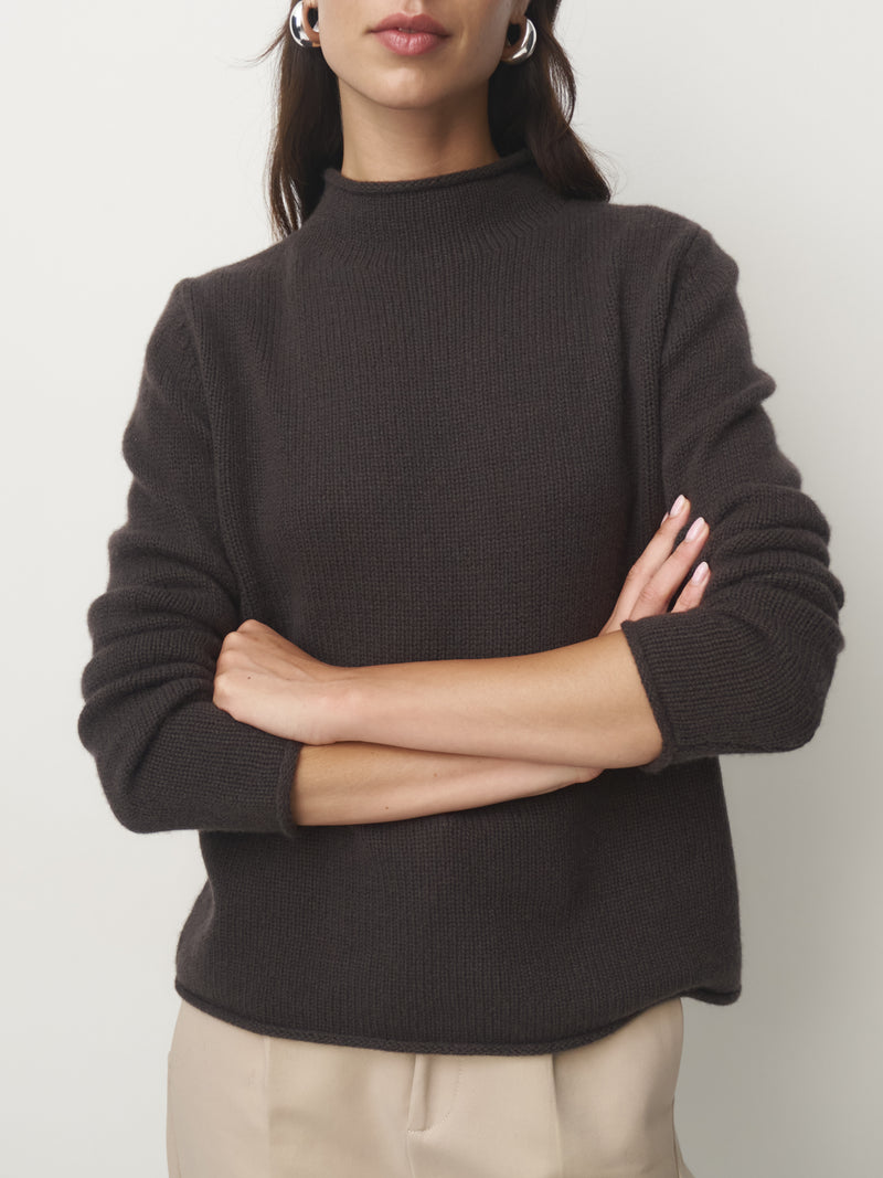 Cashmere Pullover Stehbund // wood