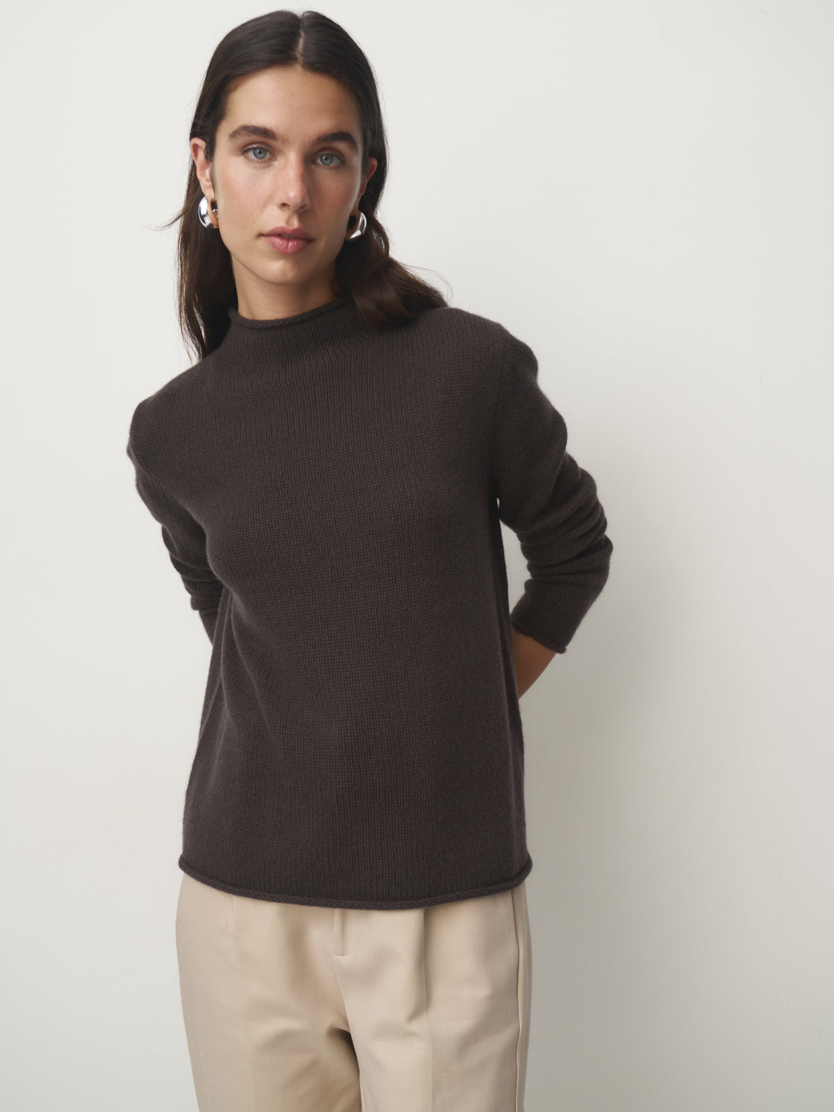 Cashmere Pullover Stehbund // wood