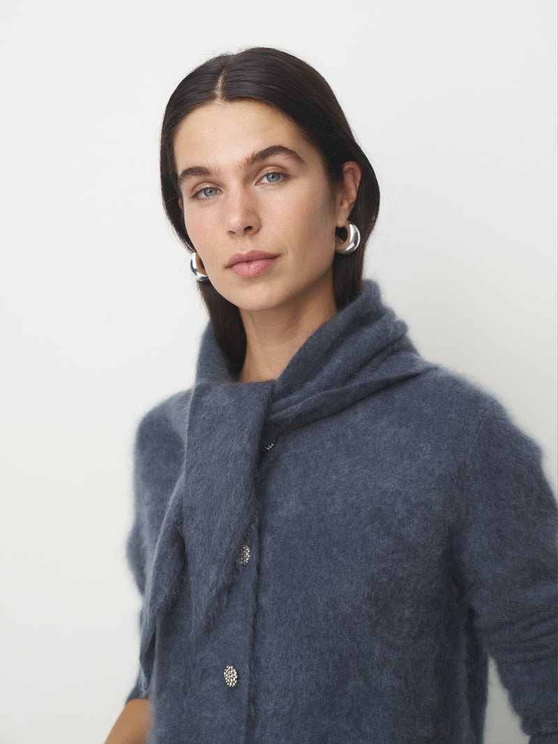 Cashmere Dreieckstuch gebrusht klein // navy