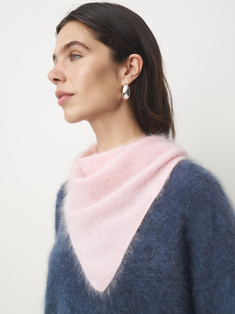 Cashmere Dreieckstuch gebrusht klein // powder