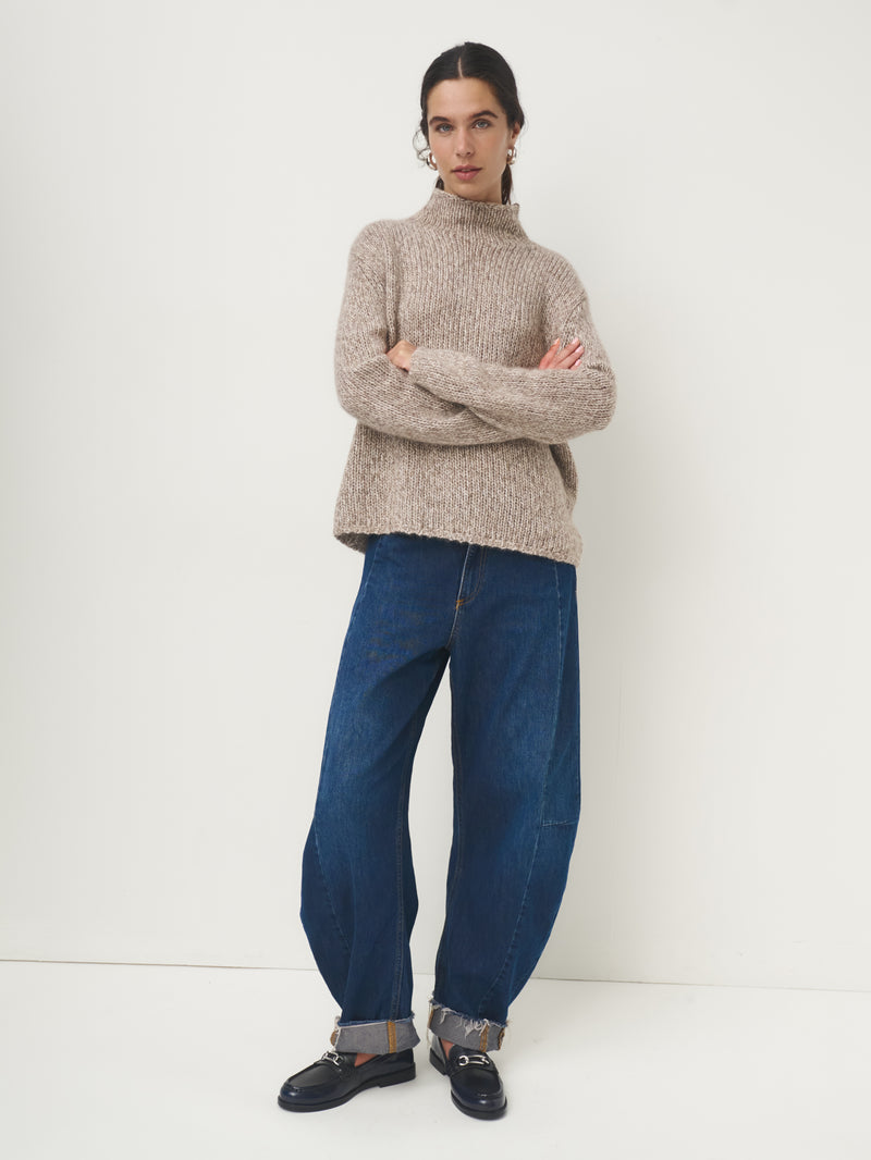 Cashmere Mix Pullover Stehkragen // taupe