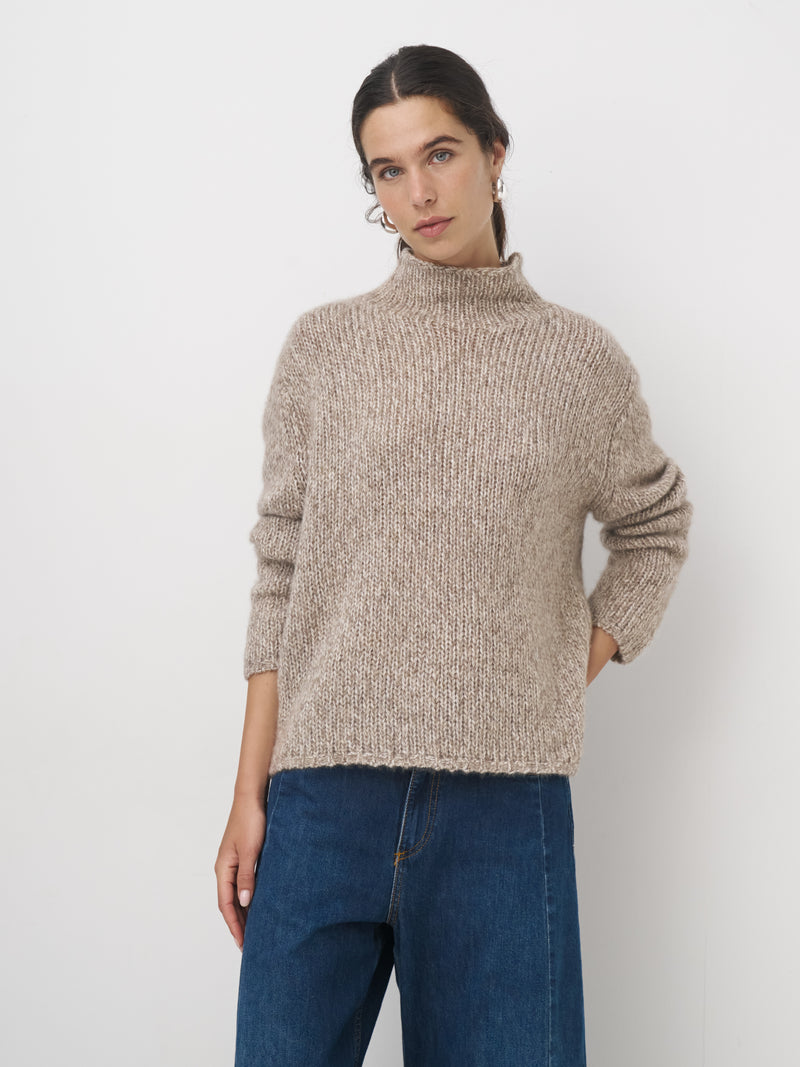 Cashmere Mix Pullover Stehkragen // taupe
