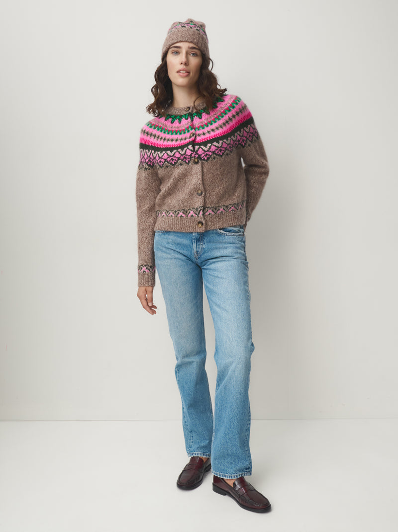 Cashmere Mix Norweger Strickjacke