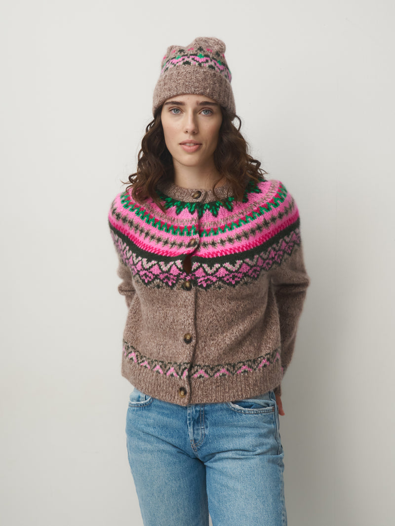 Cashmere Mix Norweger Strickjacke