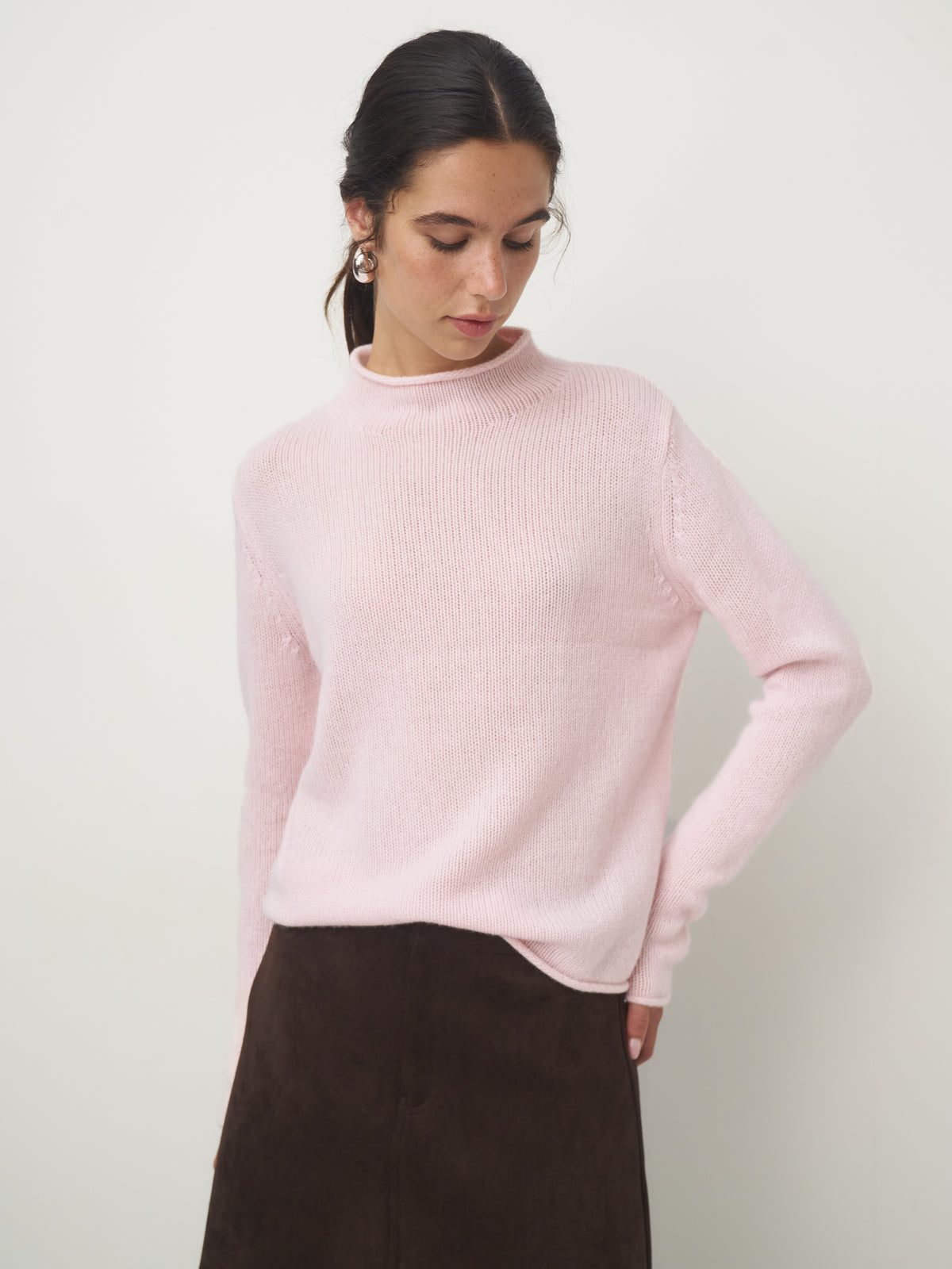 Cashmere Pullover Stehbund // powder