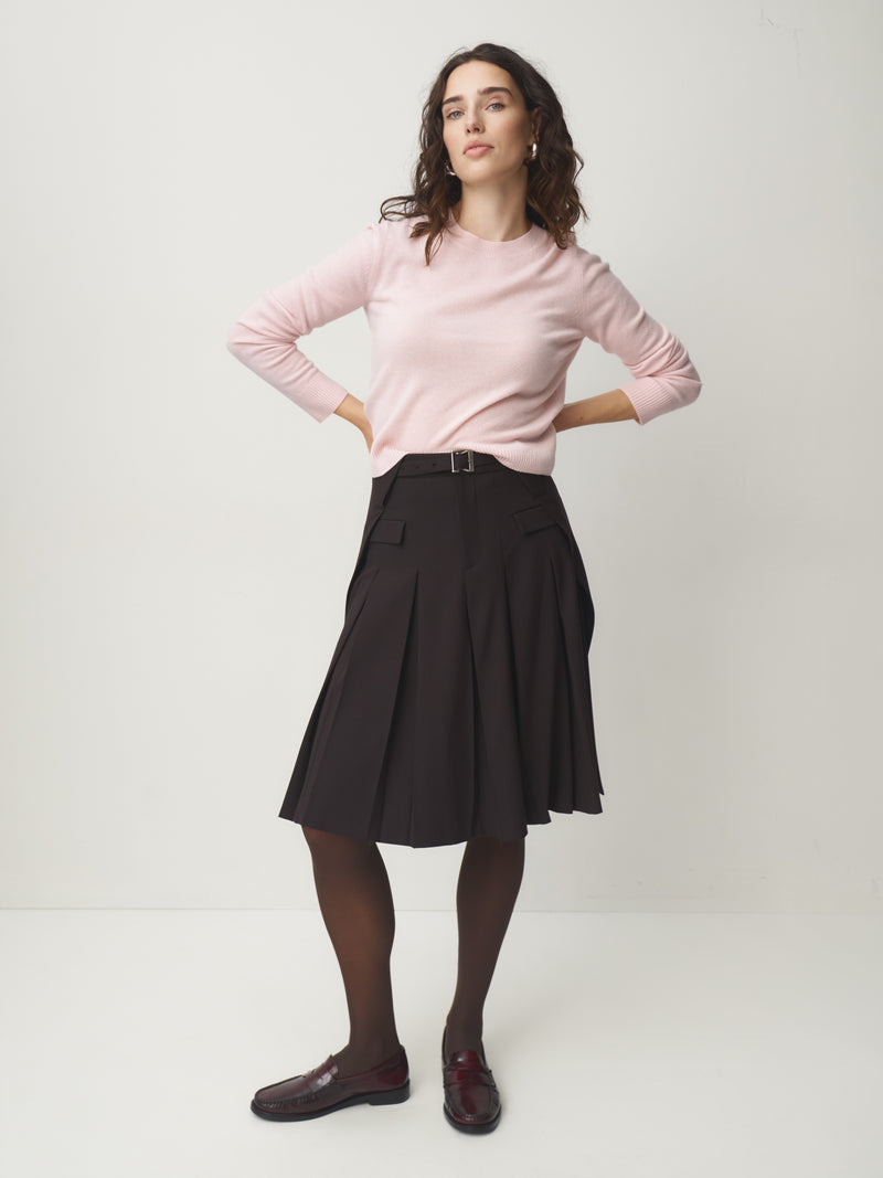 Cashmere Pullover Rundhals basic // powder