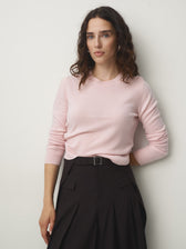 Cashmere Pullover Rundhals basic // powder