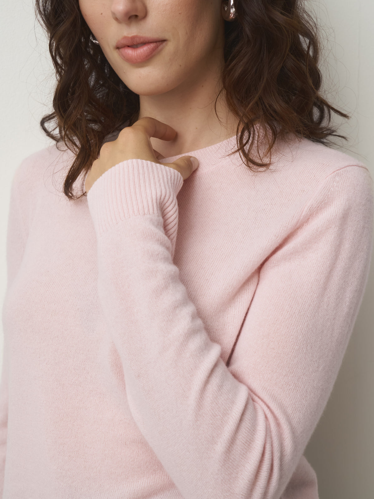 Cashmere Pullover Rundhals basic // powder