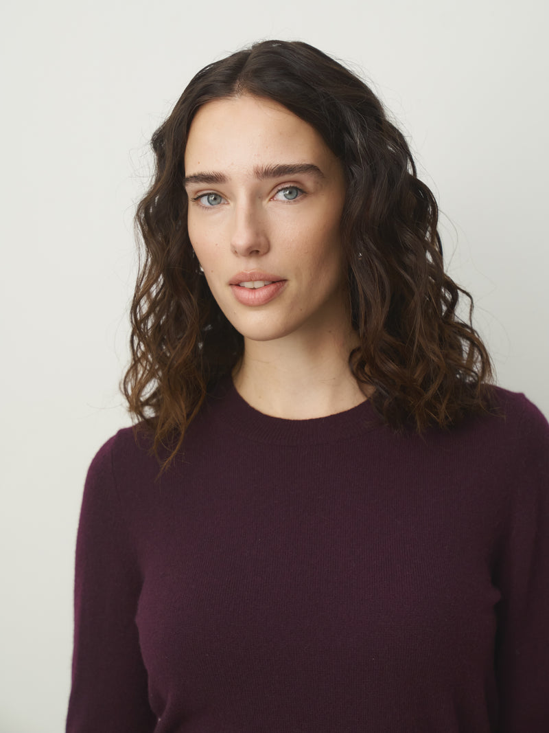 Cashmere Pullover Rundhals basic // blackberry
