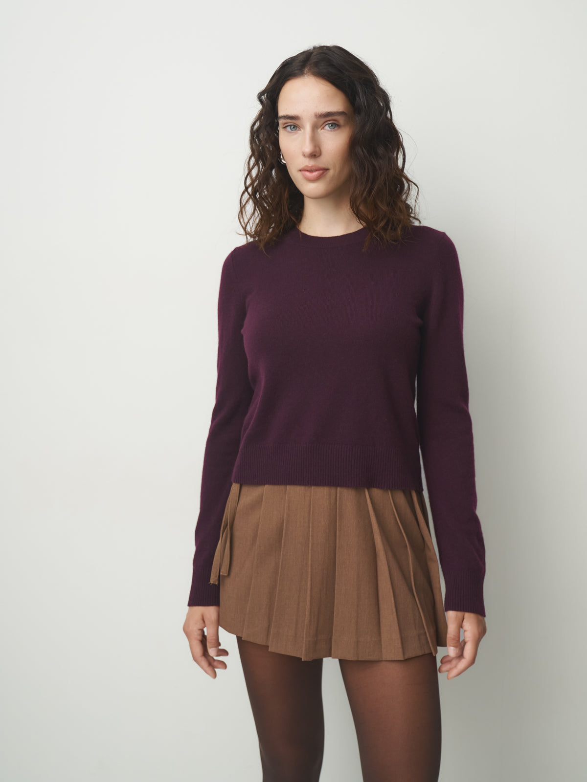 Cashmere Pullover Rundhals basic // blackberry