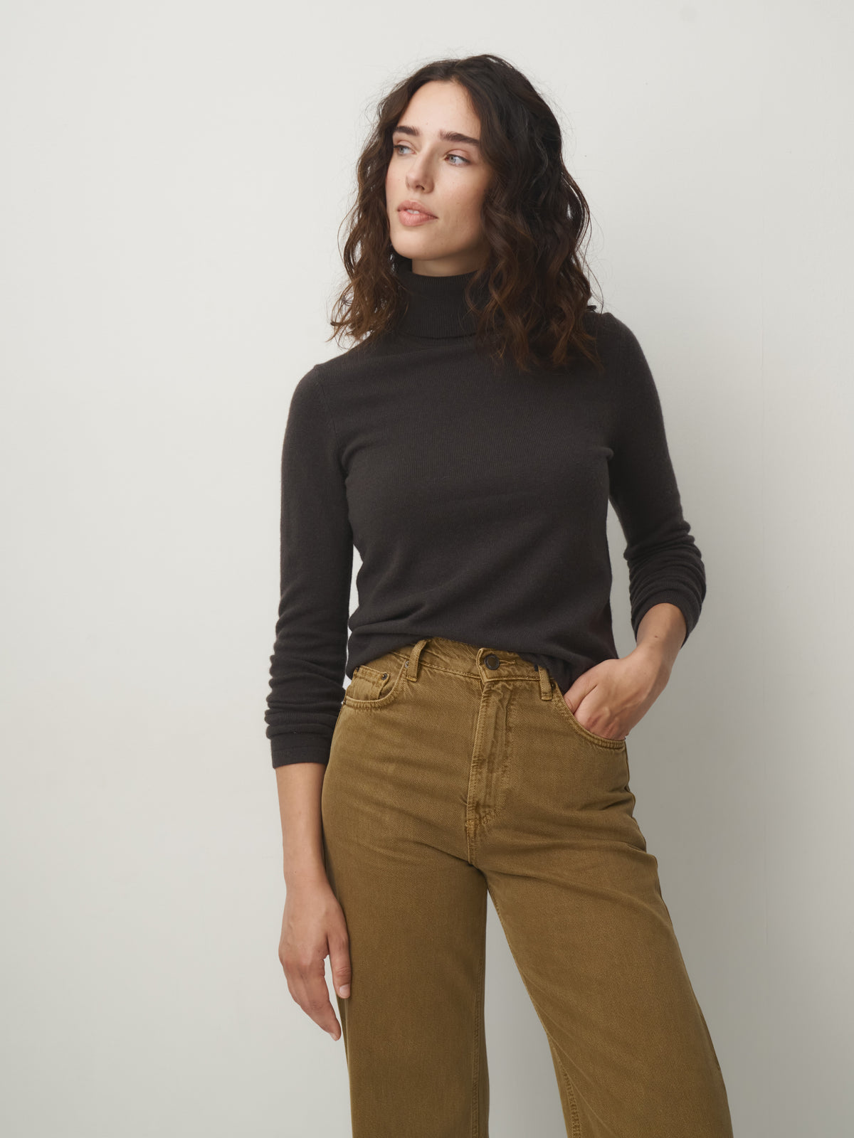 Cashmere Pullover Rollkragen // wood