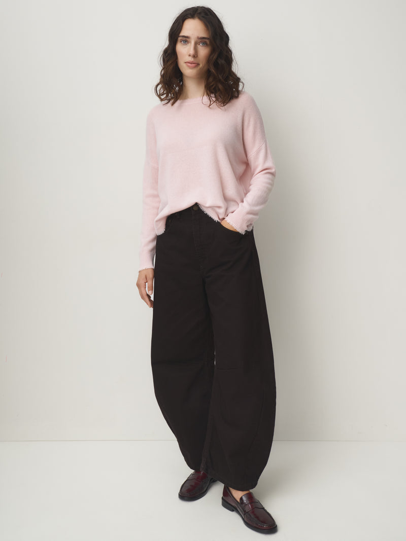 Cashmere Pullover Fransenkante // powder