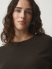 Cashmere Sweater Fringed Edge brown