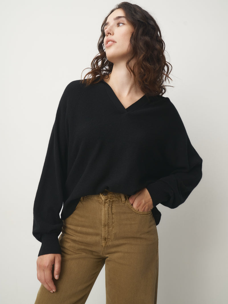 Cashmere Pullover Polokragen // schwarz