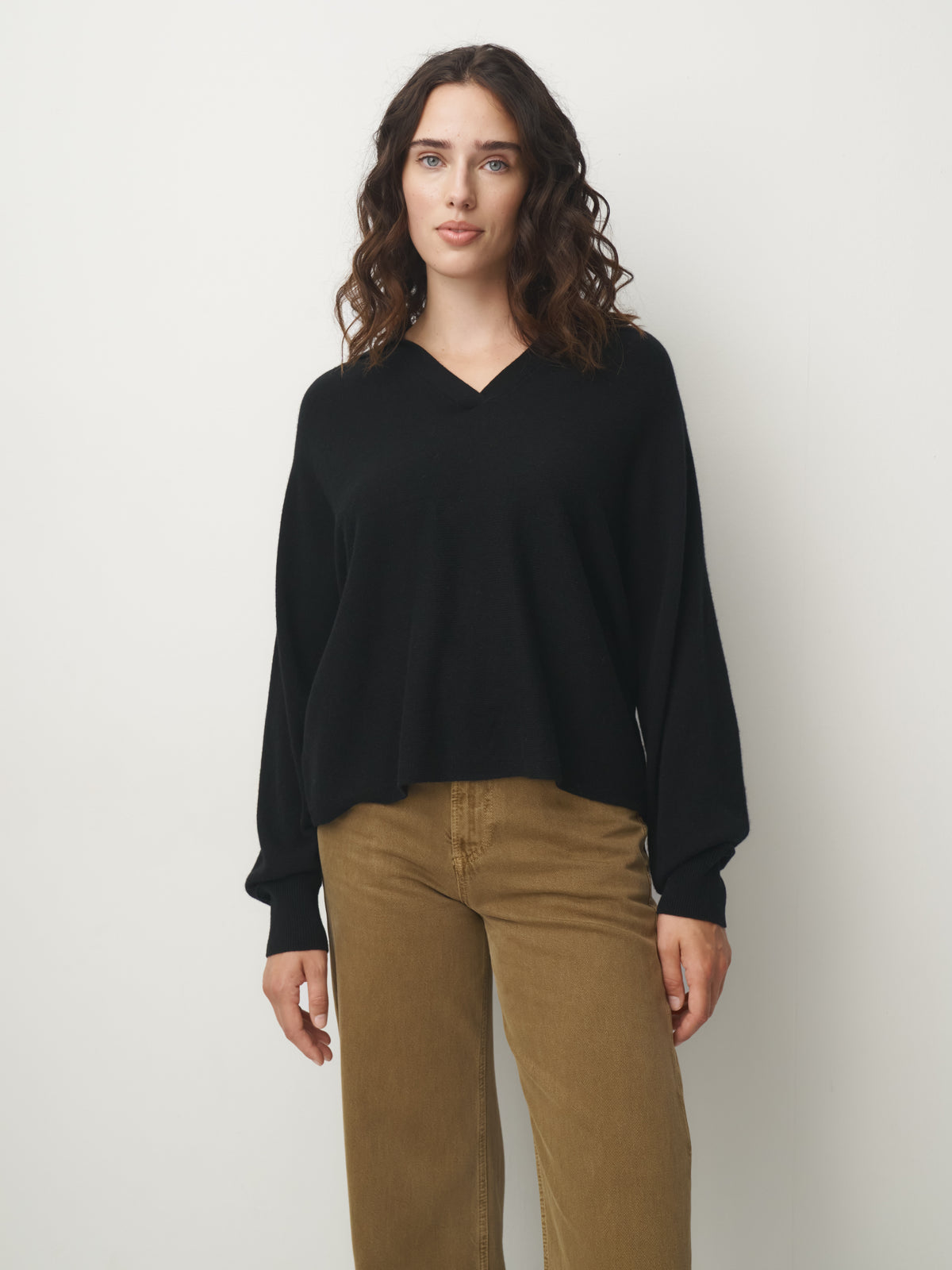 Cashmere Pullover Polokragen // schwarz