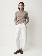 Cashmere Sweater Stand-Up Collar beige