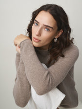 Cashmere Sweater Stand-Up Collar beige