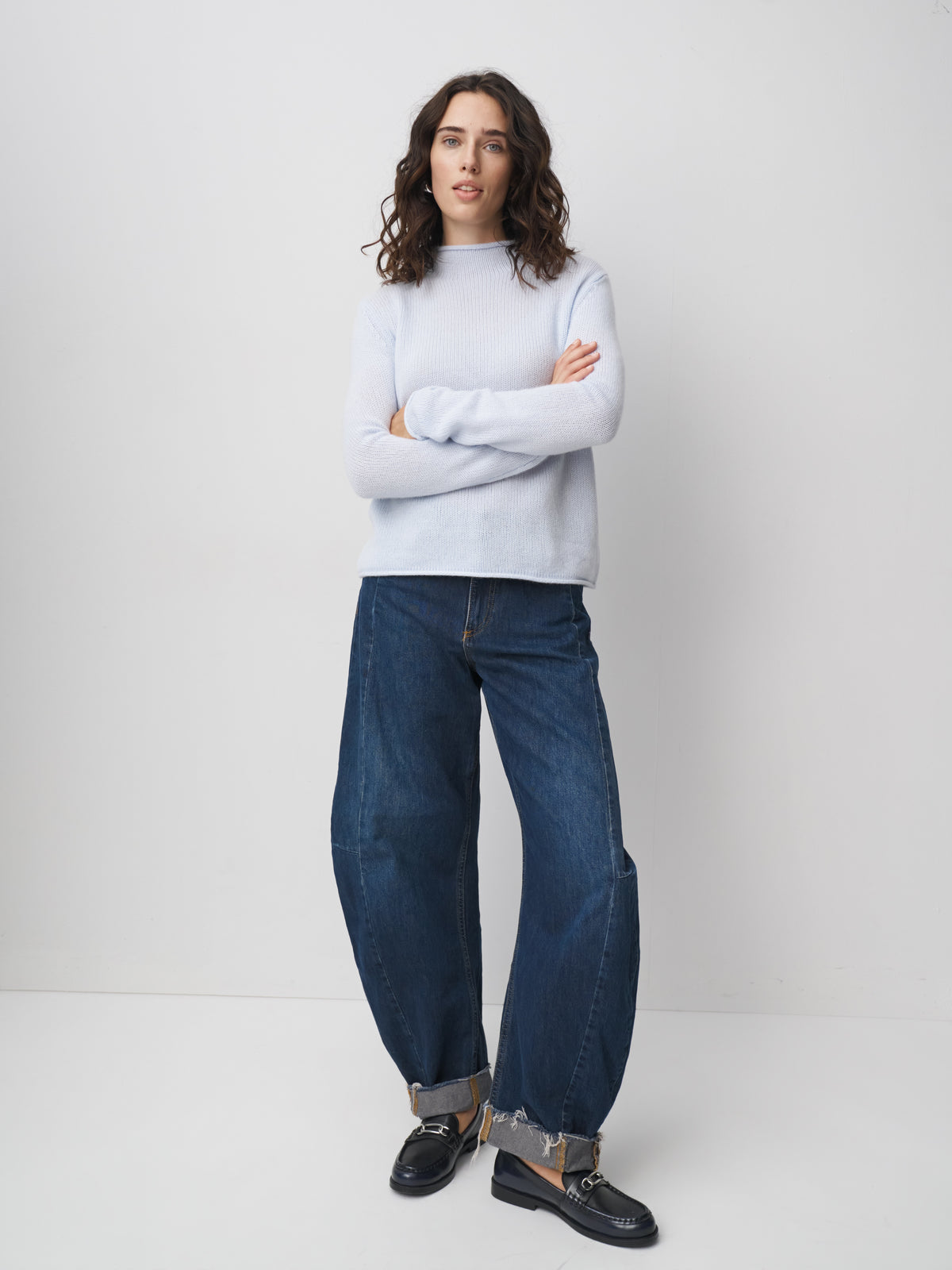 Cashmere Sweater Stand-Up Collar light blue