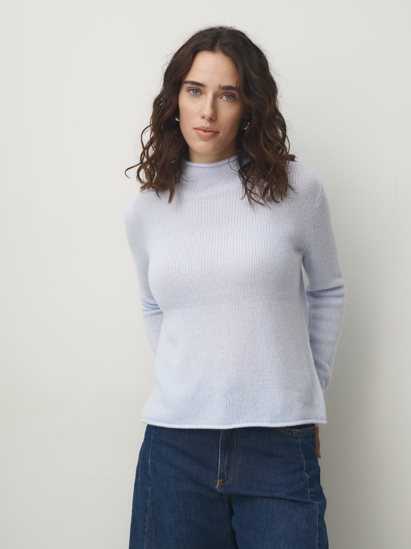 Cashmere Pullover Stehbund // ice lake