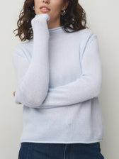 Cashmere Sweater Stand-Up Collar light blue
