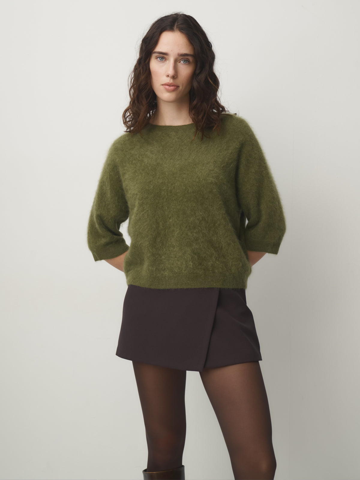 Cashmere Pullover gebrusht // pine