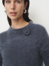 Cashmere Pullover Brosche // navy