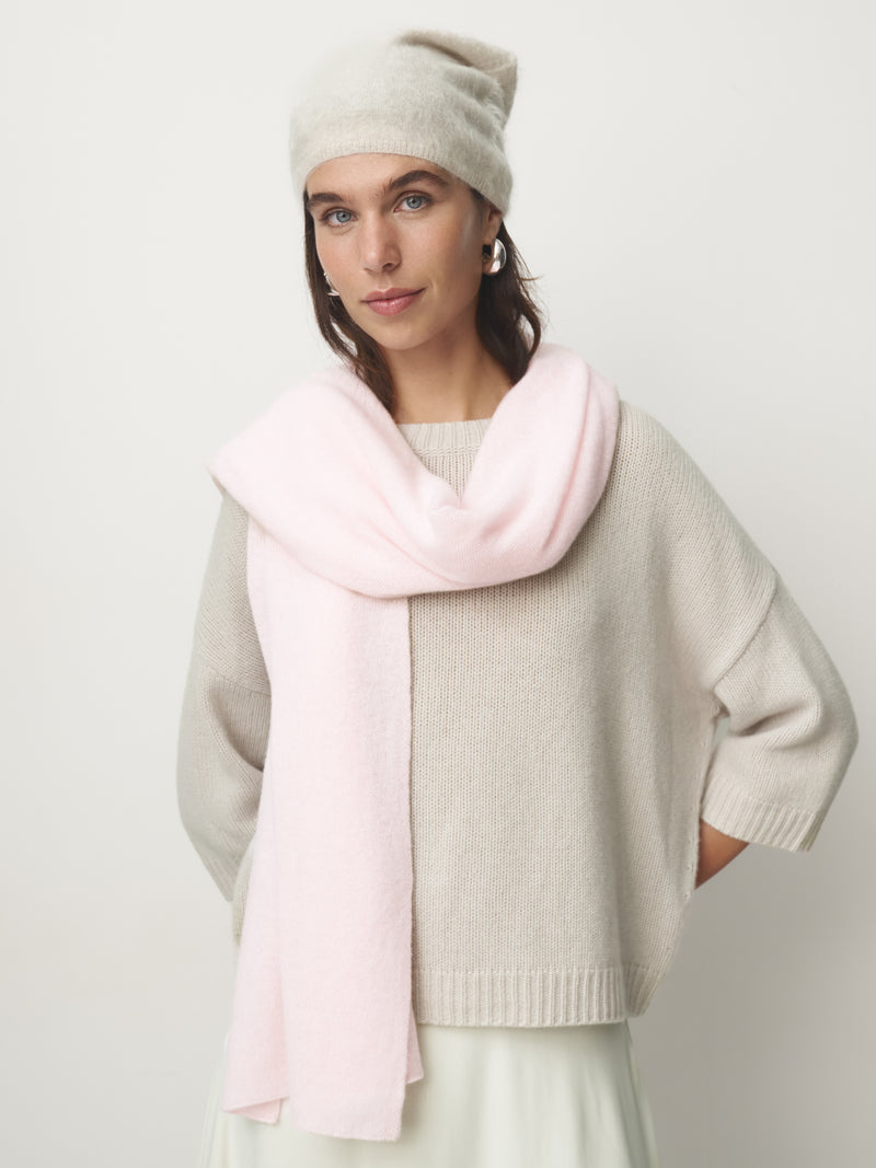 Cashmere Mütze gebrusht // alabaster