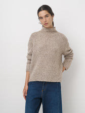 Cashmere Mix Pullover Stehkragen // taupe