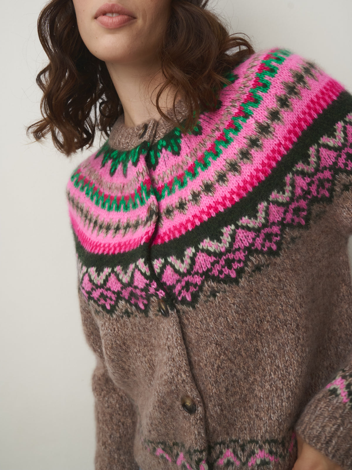 Cashmere Mix Norweger Strickjacke