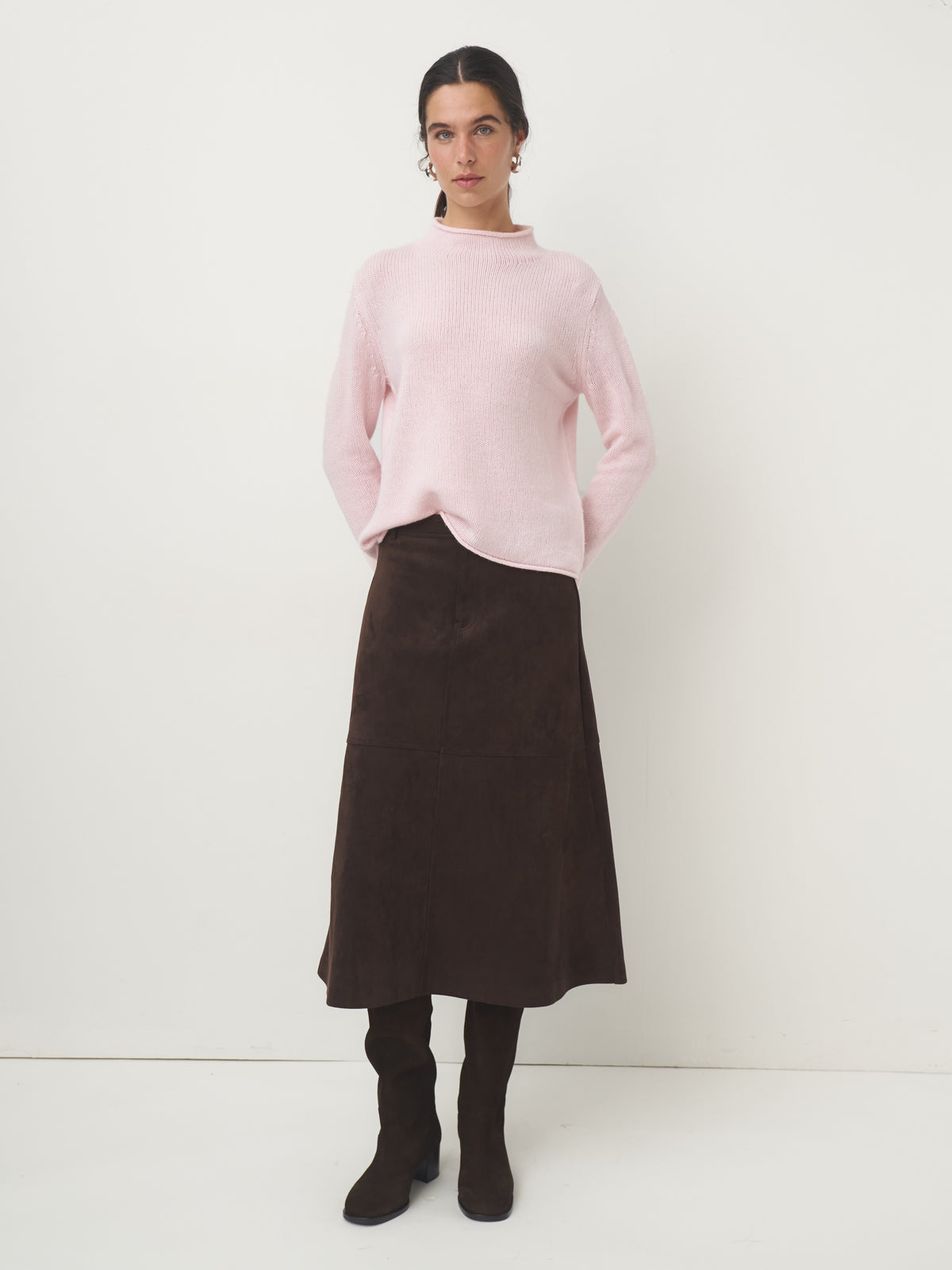 Cashmere Pullover Stehbund // powder
